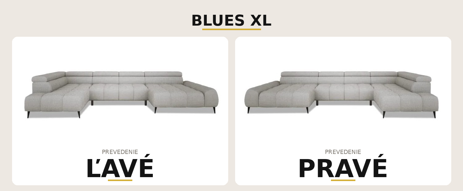 Sedacia súprava BLUES XL – ľavé a pravé prevedenie